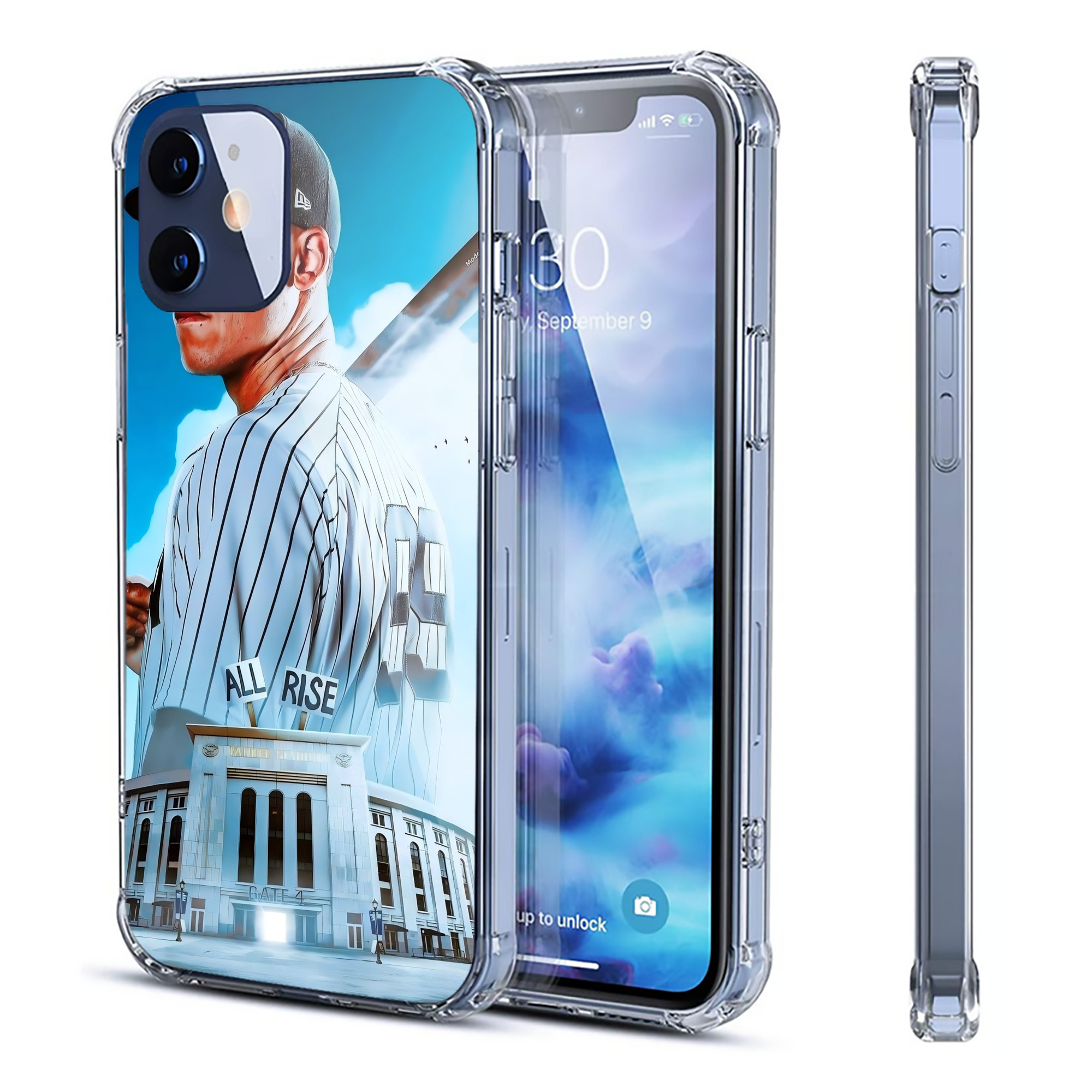 Aaron Judge 99 All Rise Clear IPhone 12 Case – Soft TPU With UV Print – Enhanced Drop Protection, Precise Fit, Anti-Fingerprint, Customizable Design, Scratch-Resistant, Yellow-Resistant